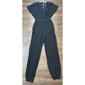 Shore Jumper Women's Small Black San Pedro V Neck Short Sleeve‎ Jumpsuit NWT